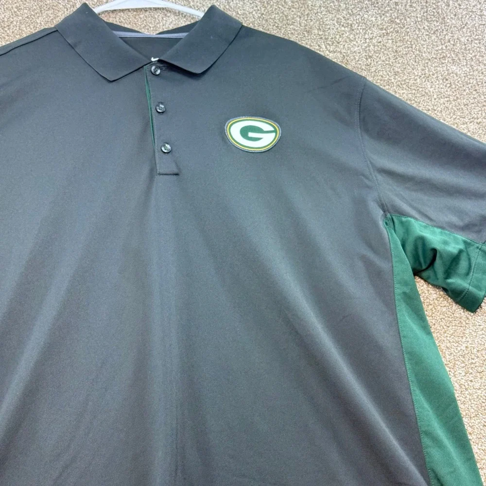 Nike NFL Equipment Green Bay Packers Dri-FIT Training Polo Mens XXL Grey Green